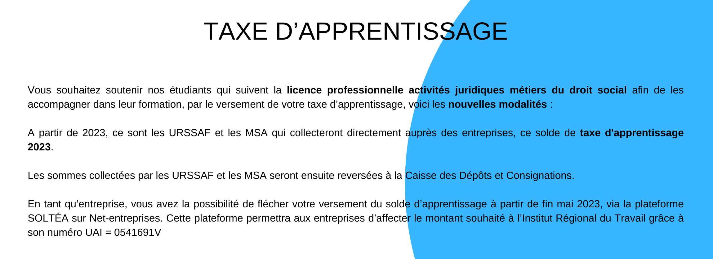 Taxe d'apprentissage IRT de Nancy